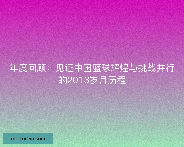年度回顾：见证中国篮球辉煌与挑战并行的2013岁月历程