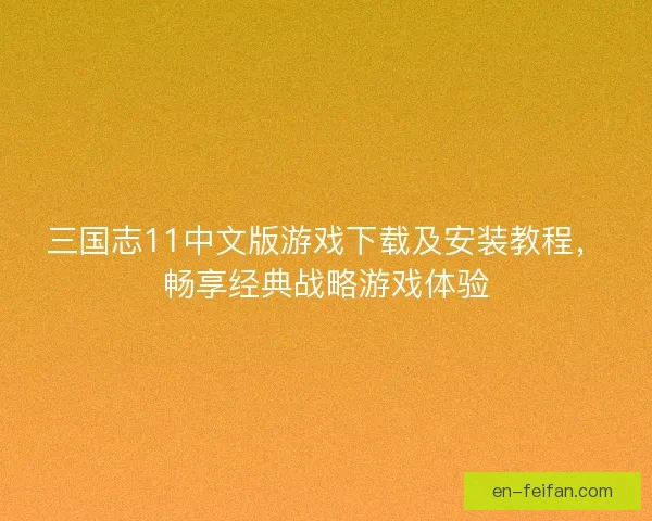三国志11中文版游戏下载及安装教程，畅享经典战略游戏体验