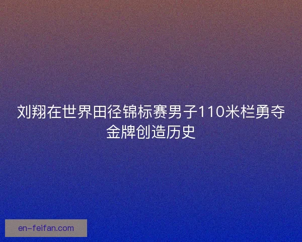 刘翔在世界田径锦标赛男子110米栏勇夺金牌创造历史